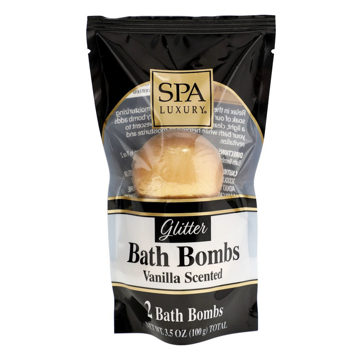 Spa Luxury Gold Glitter Vanilla Bath Bombs, 2-ct.